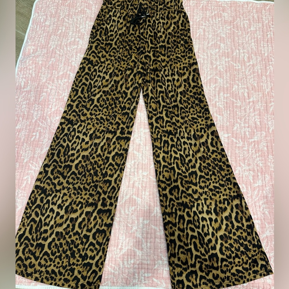 Love Poem Leopard Print Wide Leg Pants | High-Waist Lounge & Travel Pants